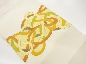 塩瀬金駒刺繍金彩紐模様名古屋帯